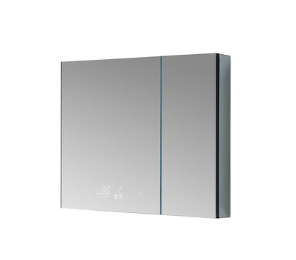 Lexora Savera 36 in. W x 32 in. H Recessed or Surface-Mount LED Mirror Medicine Cabinet with Defogger