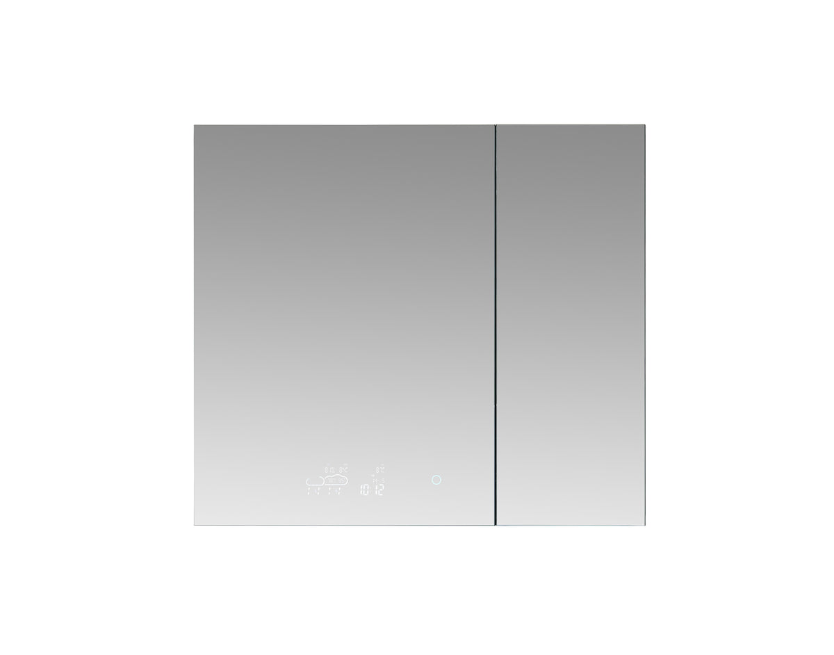 Lexora Savera 36 in. W x 32 in. H Recessed or Surface-Mount LED Mirror Medicine Cabinet with Defogger