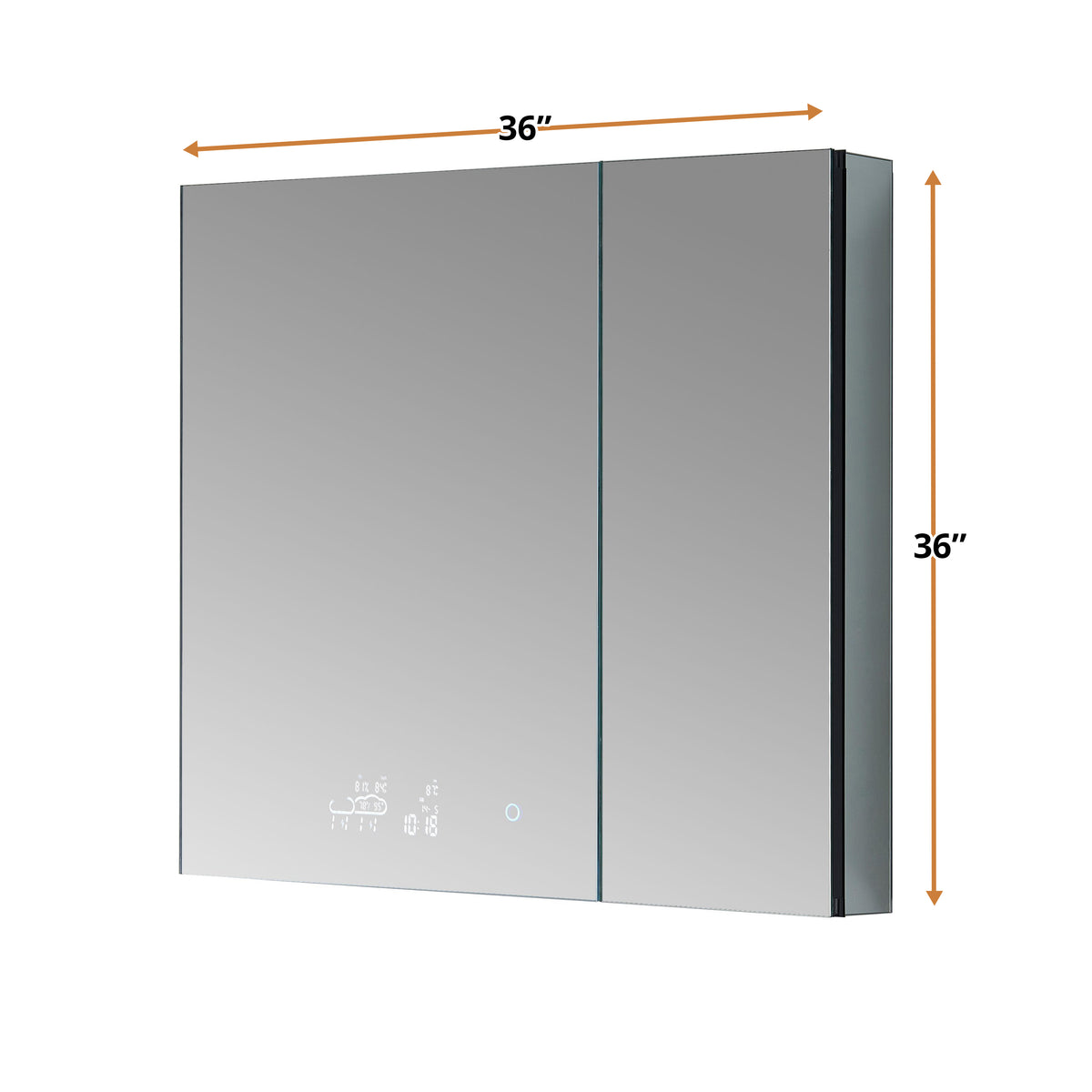 Lexora Savera 36 in. W x 36 in. H Recessed or Surface-Mount LED Mirror Medicine Cabinet with Defogger