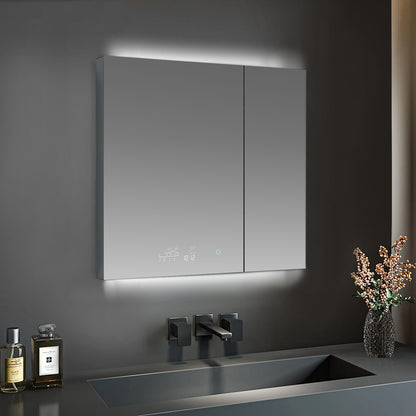 Lexora Savera 36 in. W x 36 in. H Recessed or Surface-Mount LED Mirror Medicine Cabinet with Defogger