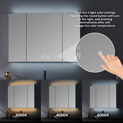 Lexora Savera 48 in. W x 32 in. H Recessed or Surface-Mount LED Mirror Medicine Cabinet with Defogger