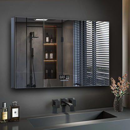 Lexora Savera 48 in. W x 32 in. H Recessed or Surface-Mount LED Mirror Medicine Cabinet with Defogger