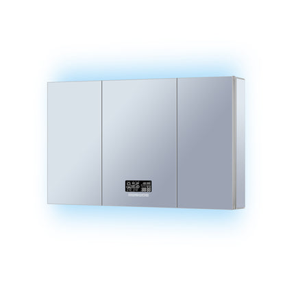 Lexora Savera 48 in. W x 32 in. H Recessed or Surface-Mount LED Mirror Medicine Cabinet with Defogger
