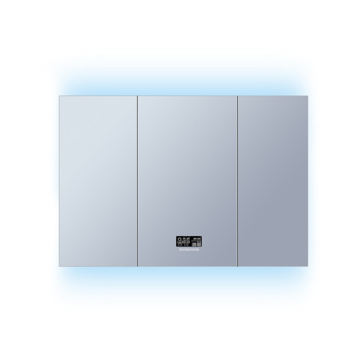 Lexora Savera 48 in. W x 32 in. H Recessed or Surface-Mount LED Mirror Medicine Cabinet with Defogger