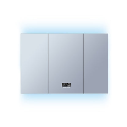 Lexora Savera 48 in. W x 32 in. H Recessed or Surface-Mount LED Mirror Medicine Cabinet with Defogger