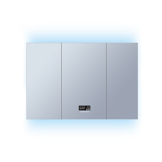 Lexora Savera 48 in. W x 32 in. H Recessed or Surface-Mount LED Mirror Medicine Cabinet with Defogger
