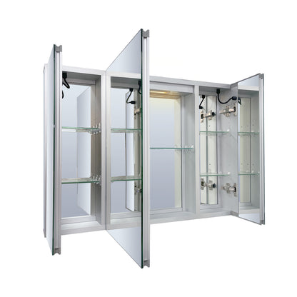 Lexora Savera 48 in. W x 32 in. H Recessed or Surface-Mount LED Mirror Medicine Cabinet with Defogger