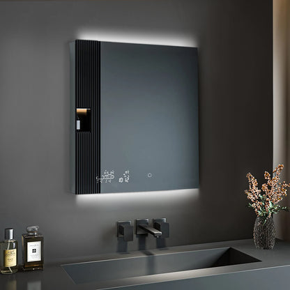 Lexora Savera 48 in. W x 36 in. H Recessed or Surface-Mount LED Mirror Medicine Cabinet with Defogger