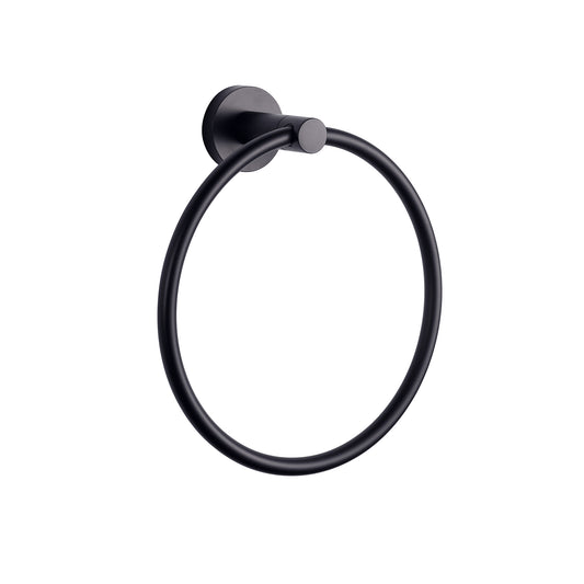 Lexora Bagno Nera Stainless Steel Towel Ring in Matte Black