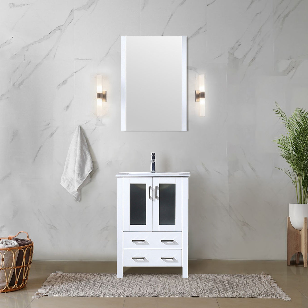 Lexora Volez 24 in. White Single Sink Bath Vanity