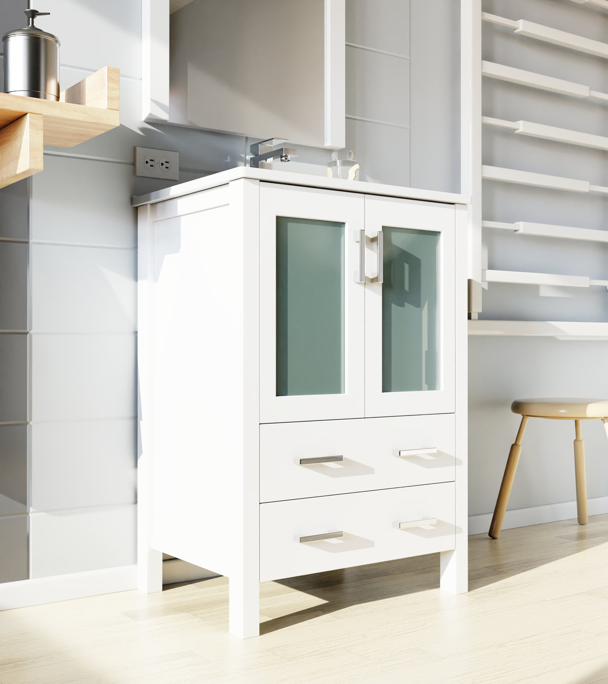 Lexora Volez 24 in. White Single Sink Bath Vanity