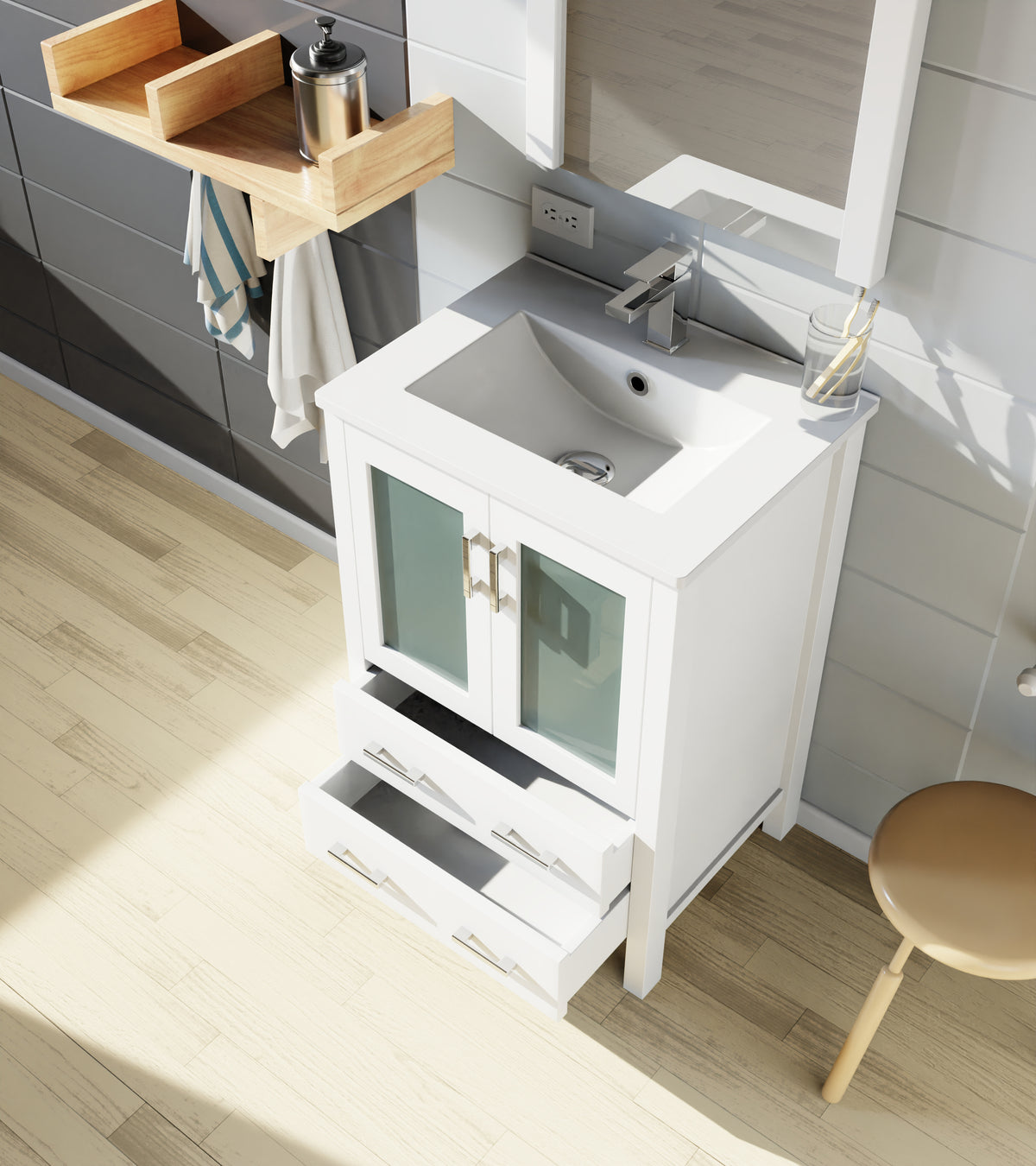 Lexora Volez 24 in. White Single Sink Bath Vanity
