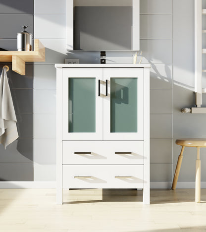Lexora Volez 24 in. White Single Sink Bath Vanity