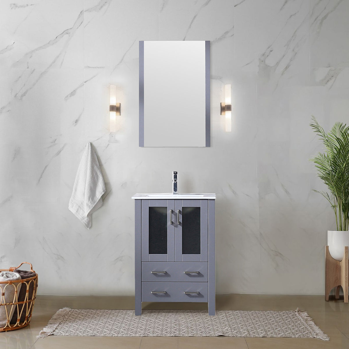 Lexora Volez 24 in. Dark Grey Single Sink Bath Vanity