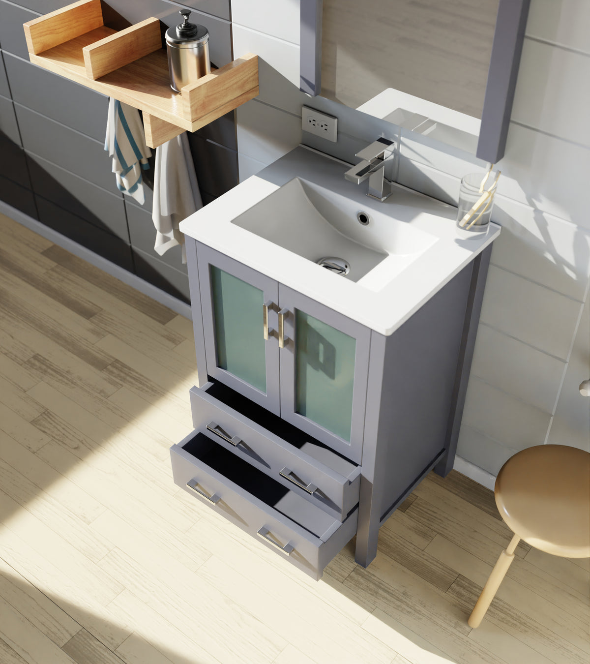 Lexora Volez 24 in. Dark Grey Single Sink Bath Vanity