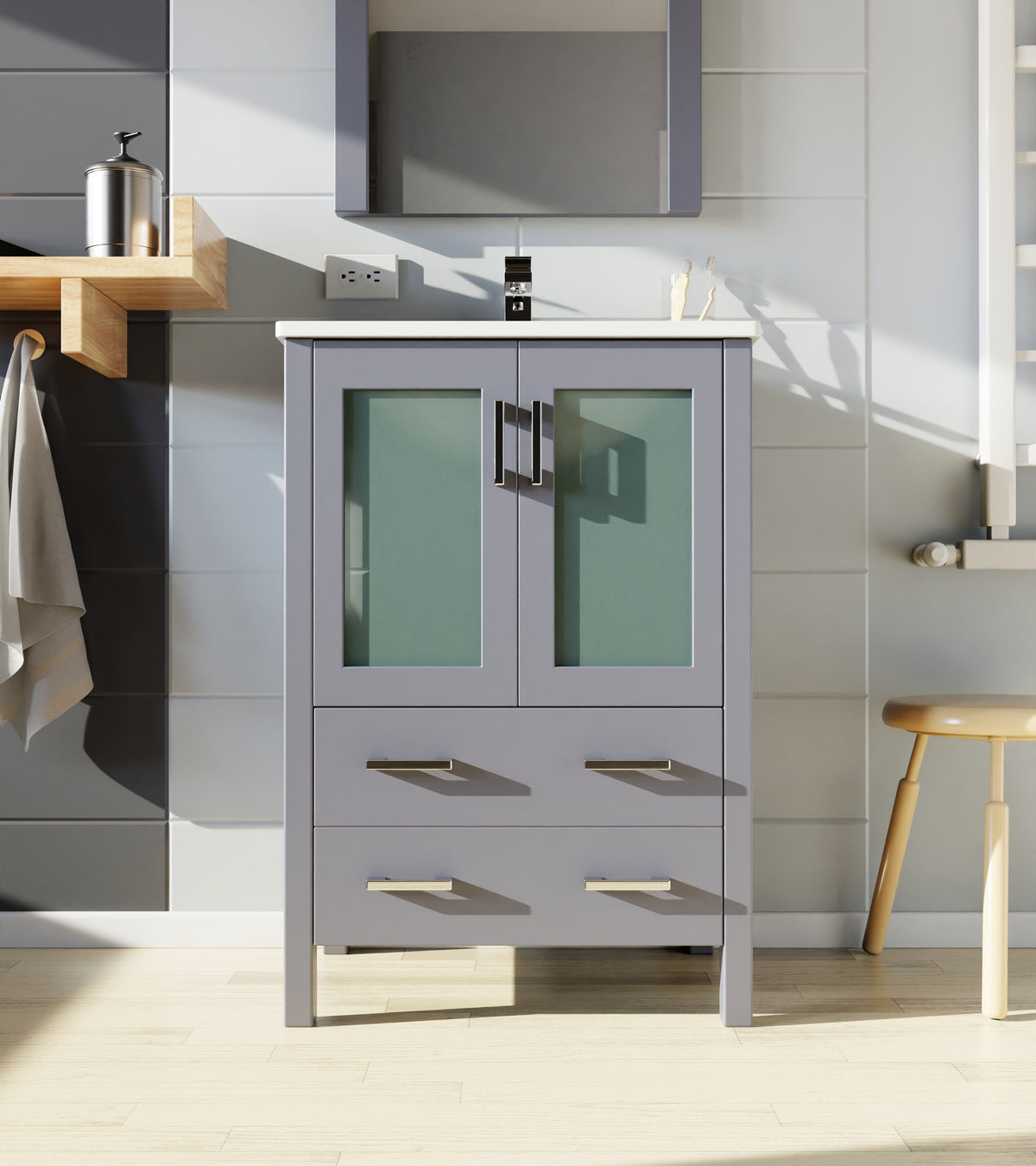 Lexora Volez 24 in. Dark Grey Single Sink Bath Vanity