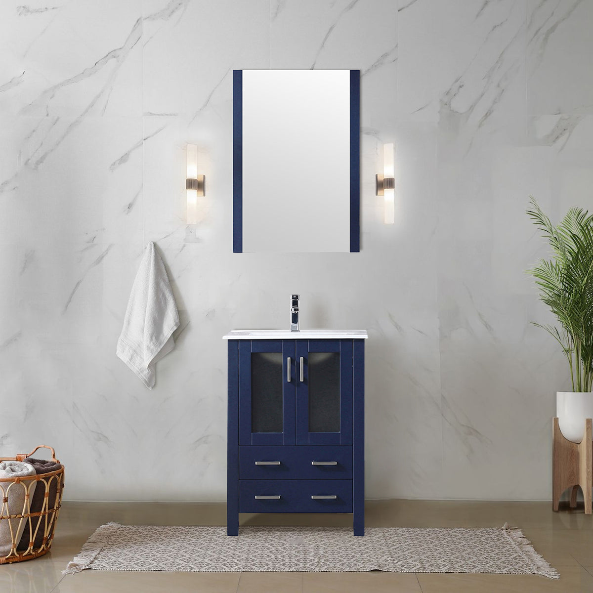 Lexora Volez 24 in. Navy Blue Single Sink Bath Vanity