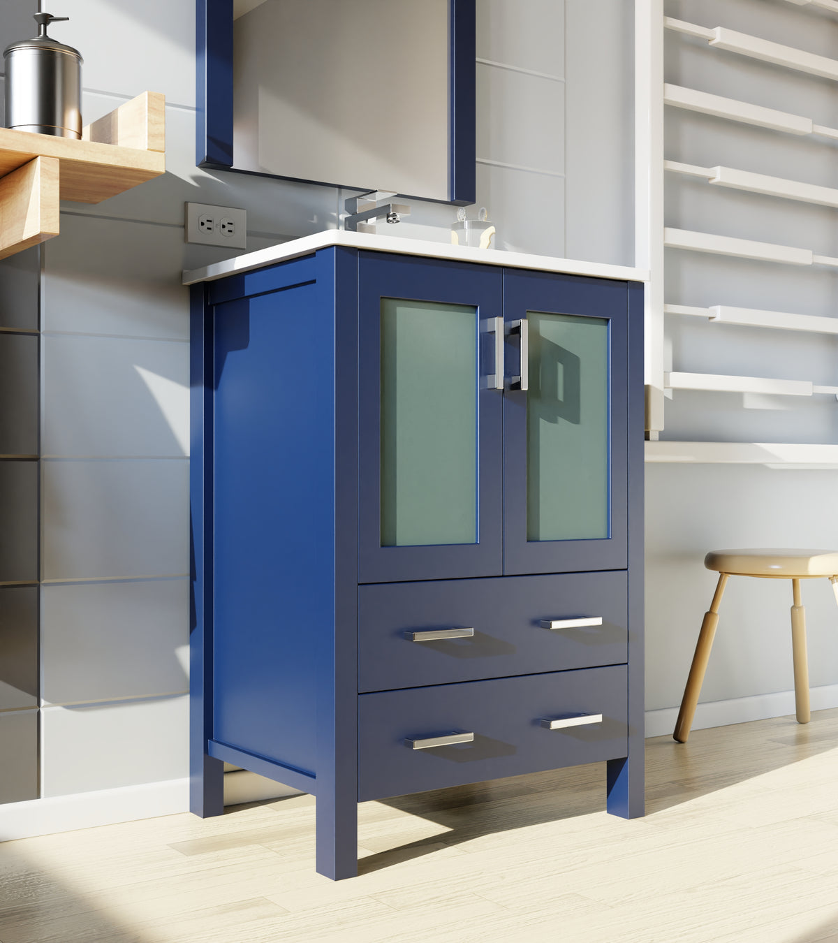 Lexora Volez 24 in. Navy Blue Single Sink Bath Vanity