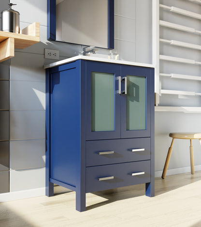 Lexora Volez 24 in. Navy Blue Single Sink Bath Vanity