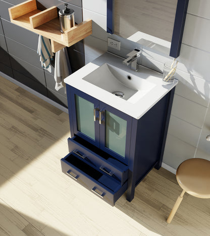 Lexora Volez 24 in. Navy Blue Single Sink Bath Vanity