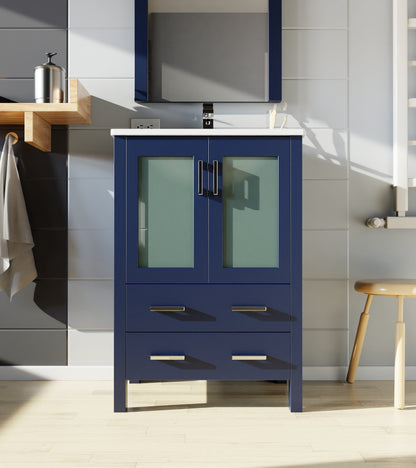 Lexora Volez 24 in. Navy Blue Single Sink Bath Vanity