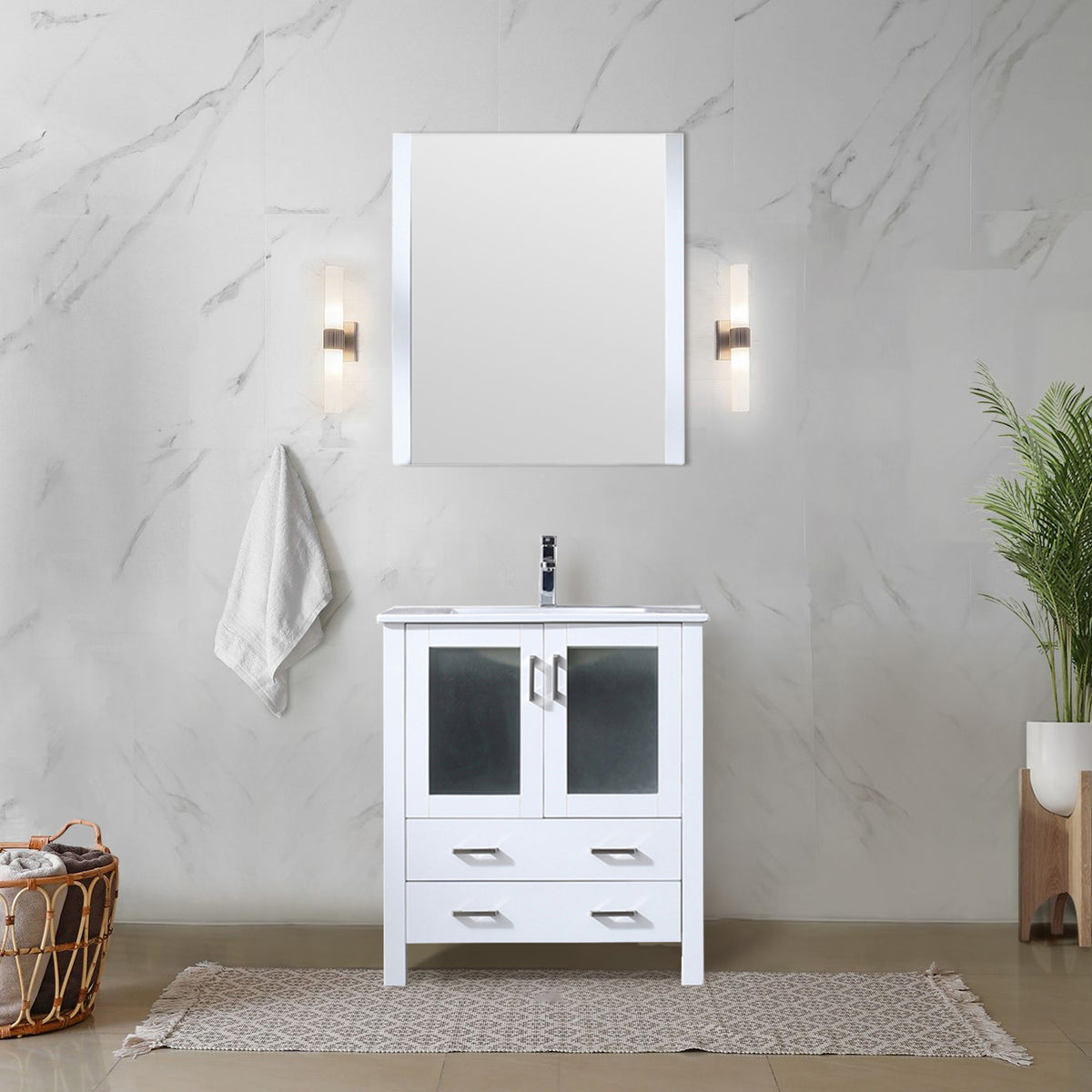 Lexora Volez 30 in. White Single Sink Bath Vanity