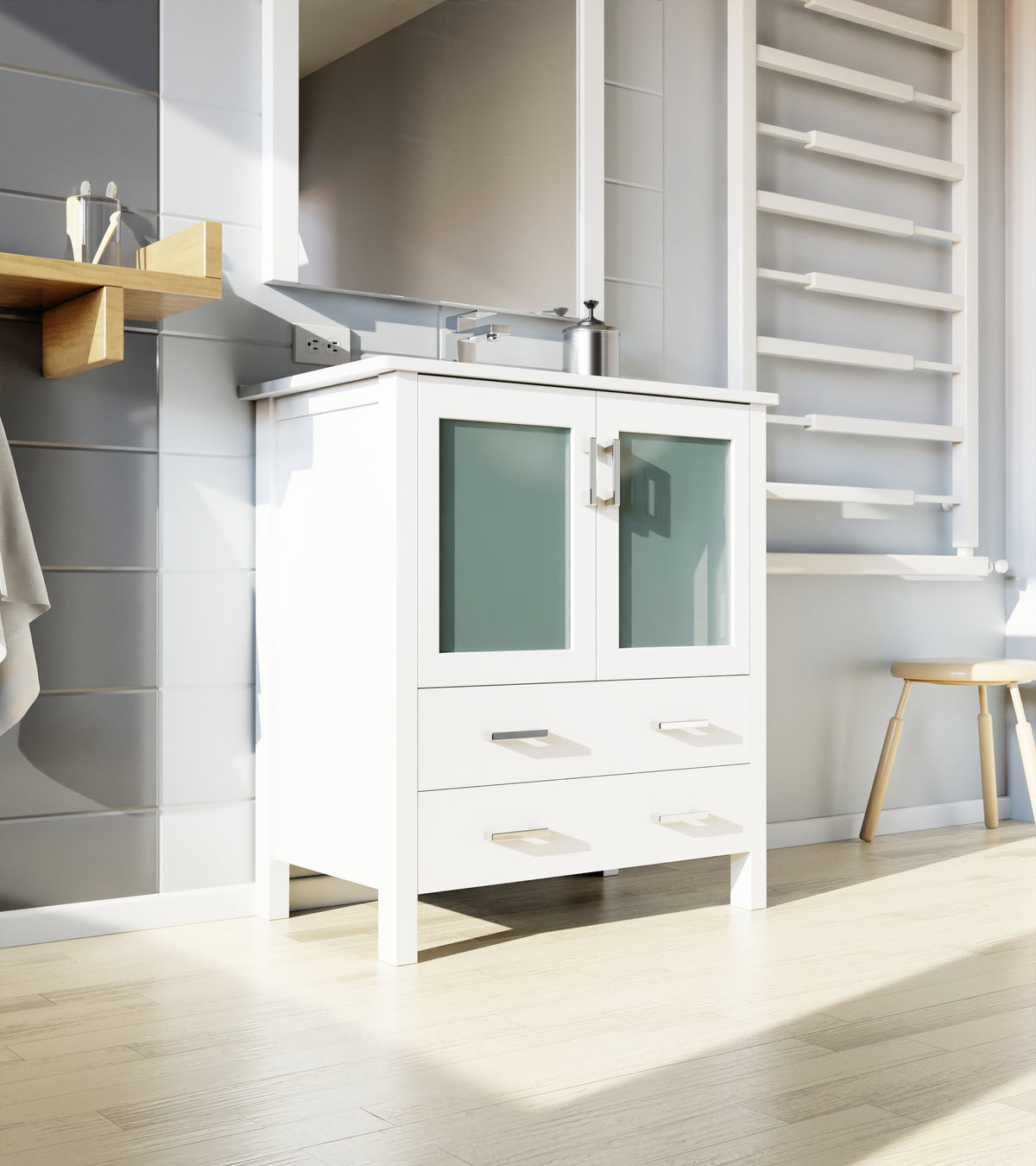Lexora Volez 30 in. White Single Sink Bath Vanity