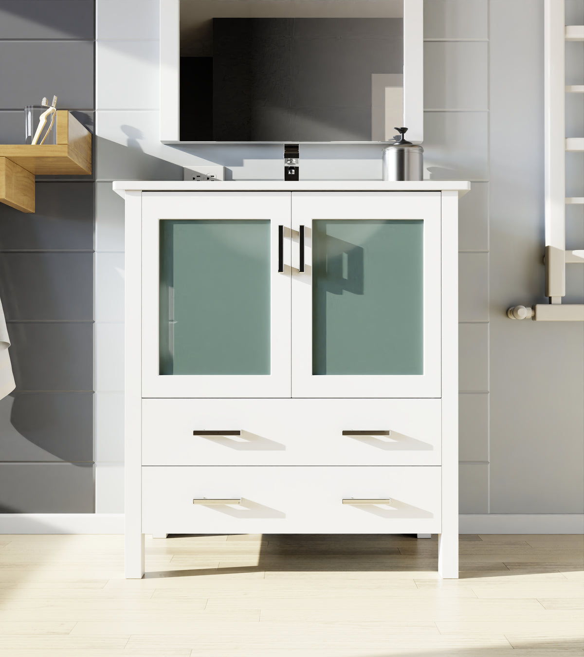 Lexora Volez 30 in. White Single Sink Bath Vanity