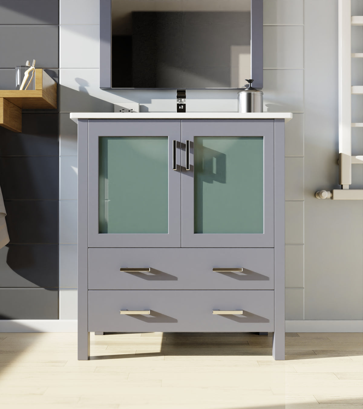 Lexora Volez 30 in. Dark Grey Single Sink Bath Vanity