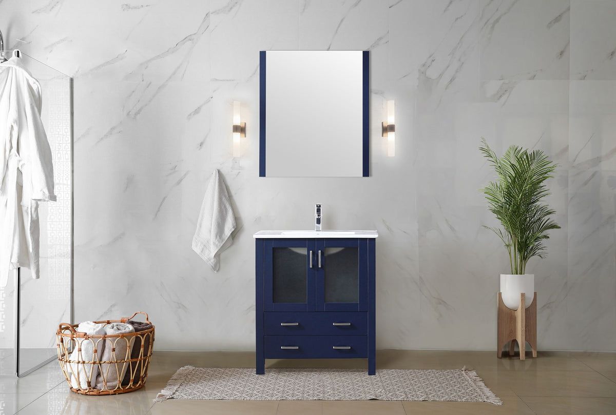 Lexora Volez 30 in. Navy Blue Single Sink Bath Vanity