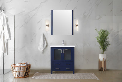 Lexora Volez 30 in. Navy Blue Single Sink Bath Vanity