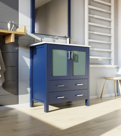 Lexora Volez 30 in. Navy Blue Single Sink Bath Vanity