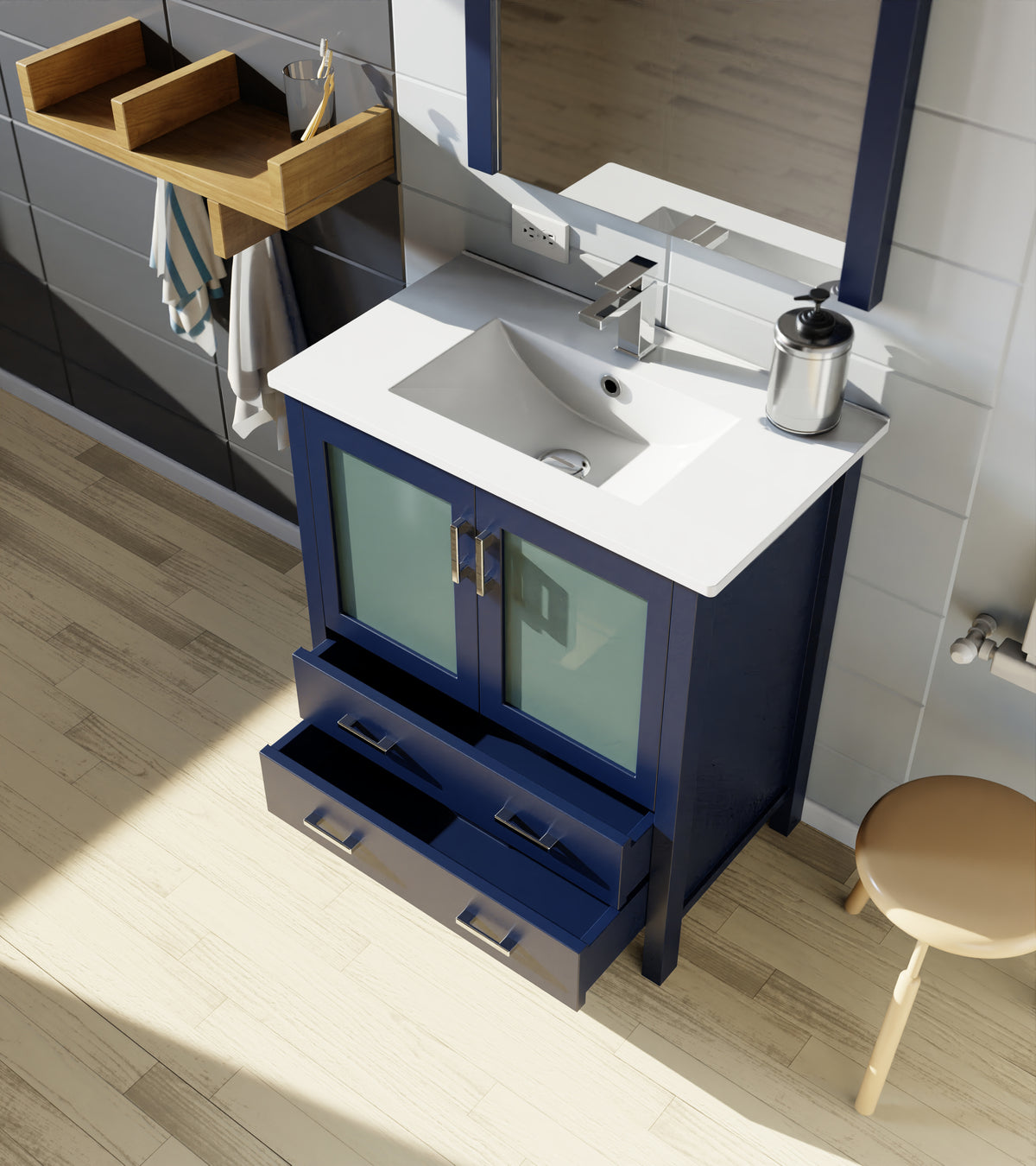 Lexora Volez 30 in. Navy Blue Single Sink Bath Vanity