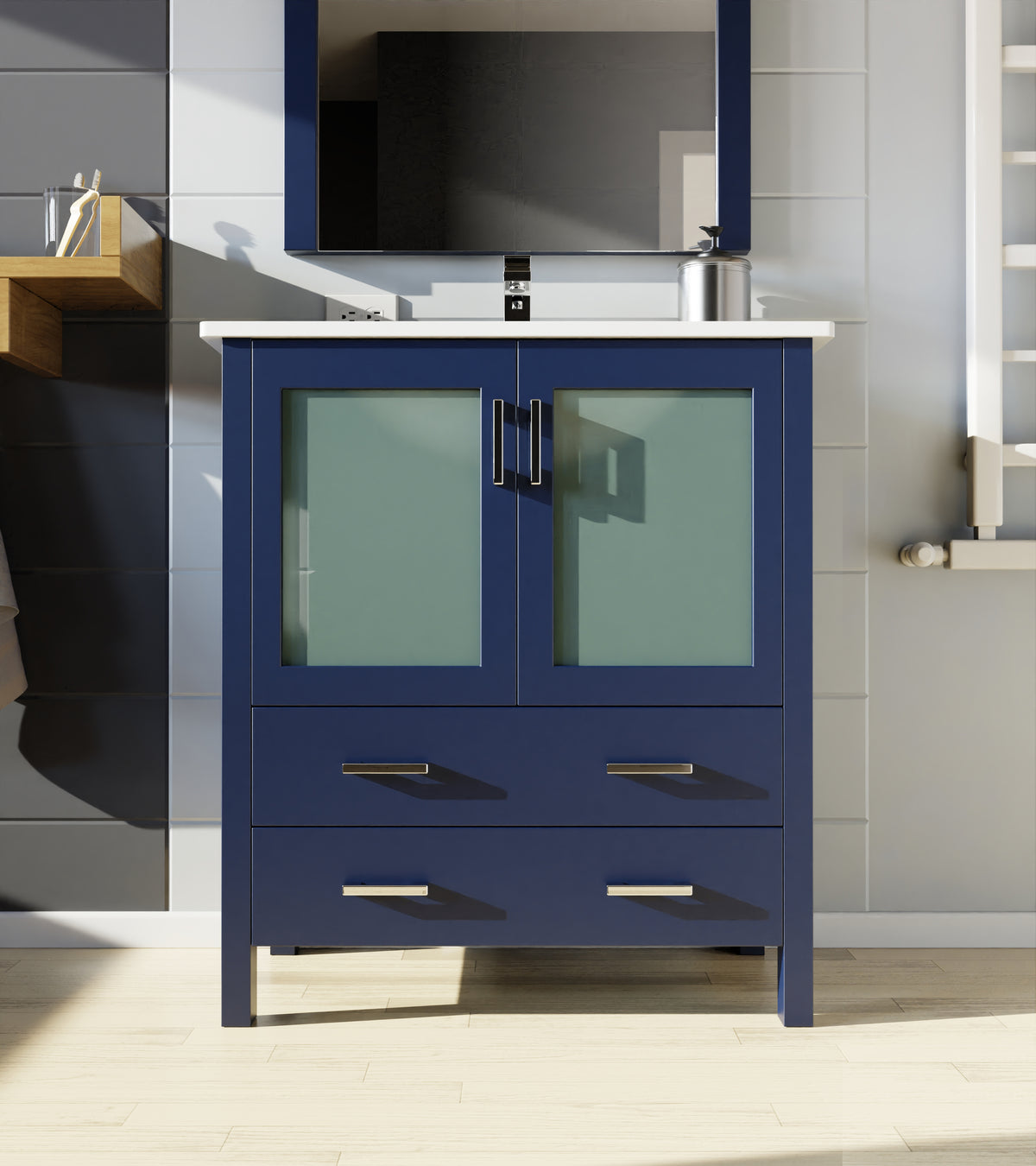 Lexora Volez 30 in. Navy Blue Single Sink Bath Vanity
