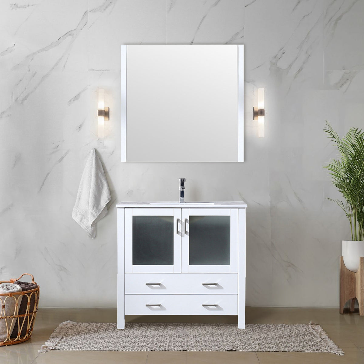 Lexora Volez 36 in. White Single Sink Bath Vanity