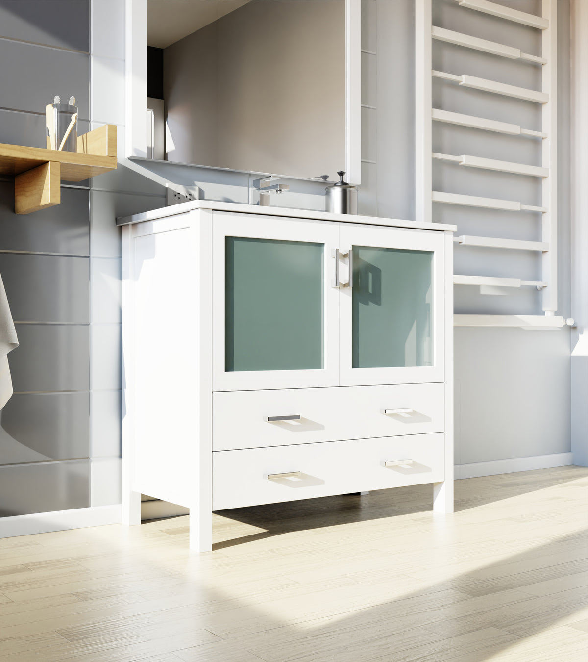 Lexora Volez 36 in. White Single Sink Bath Vanity
