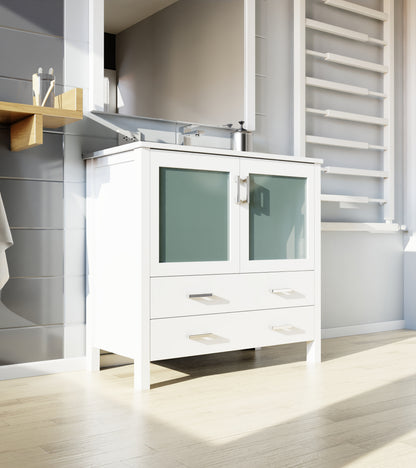 Lexora Volez 36 in. White Single Sink Bath Vanity