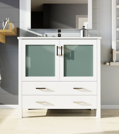 Lexora Volez 36 in. White Single Sink Bath Vanity