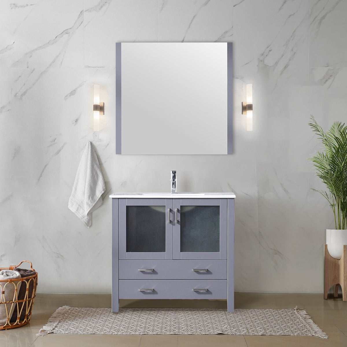 Lexora Volez 36 in. Dark Grey Single Sink Bath Vanity