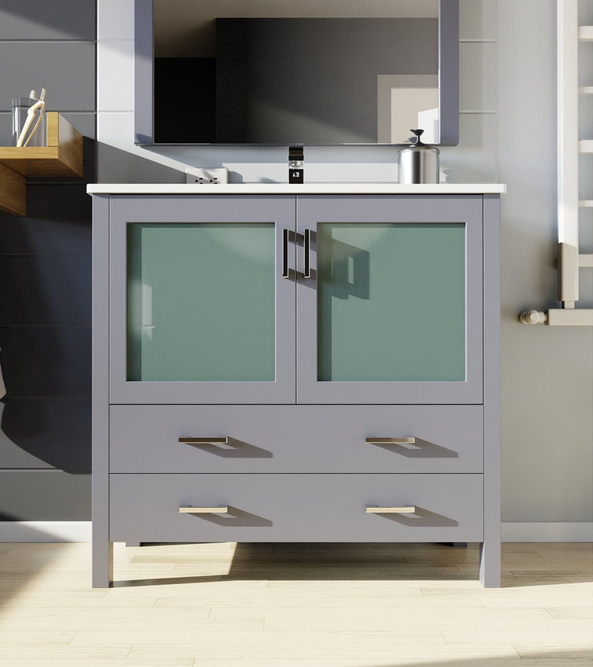 Lexora Volez 36 in. Dark Grey Single Sink Bath Vanity