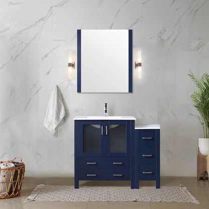 Lexora Volez 42 in. Navy Blue Single Sink Bath Vanity