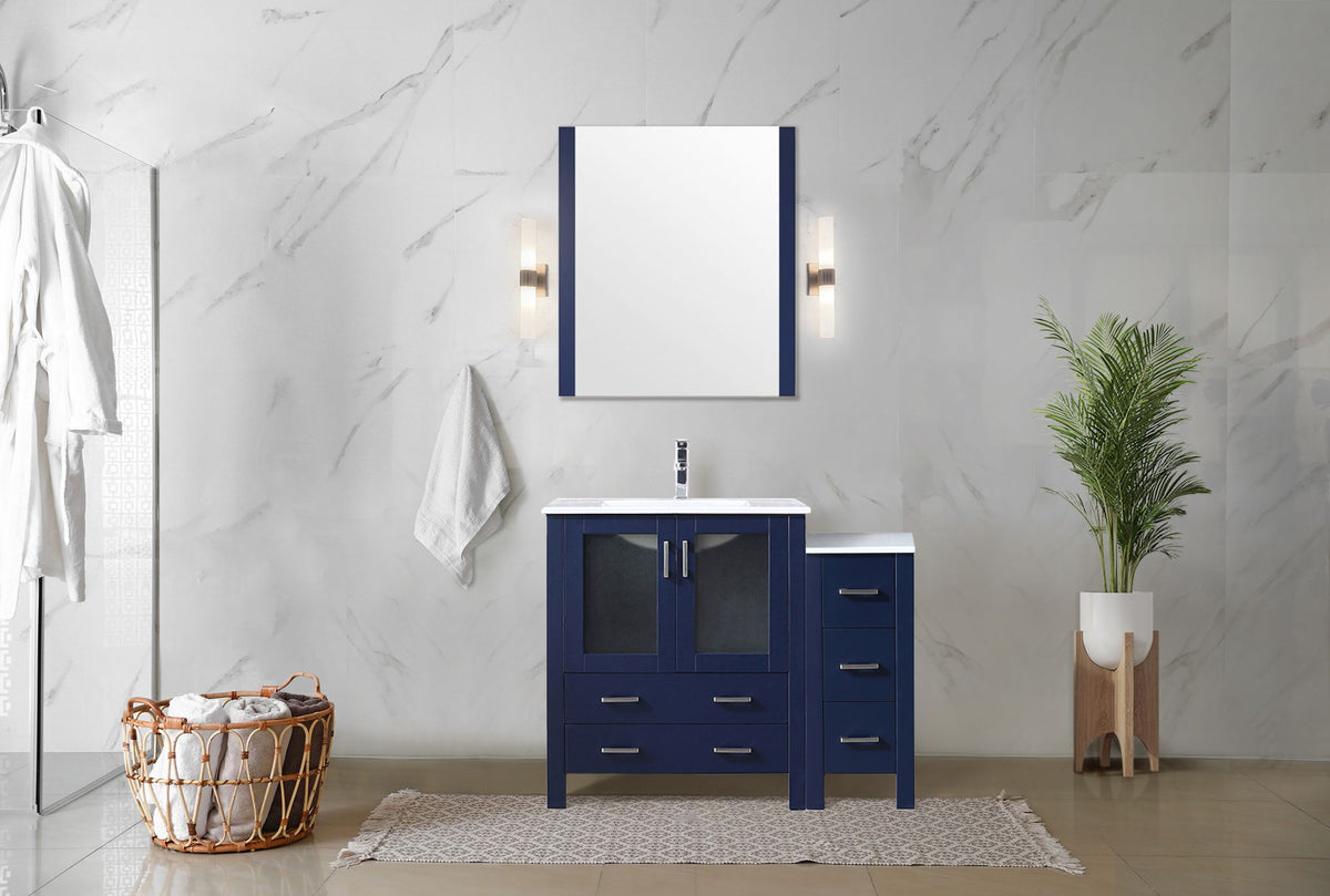 Lexora Volez 42 in. Navy Blue Single Sink Bath Vanity