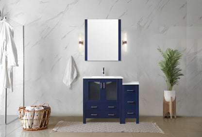 Lexora Volez 42 in. Navy Blue Single Sink Bath Vanity