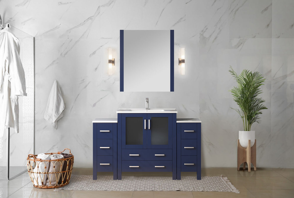 Lexora Volez 54 in. Navy Blue Single Sink Bath Vanity