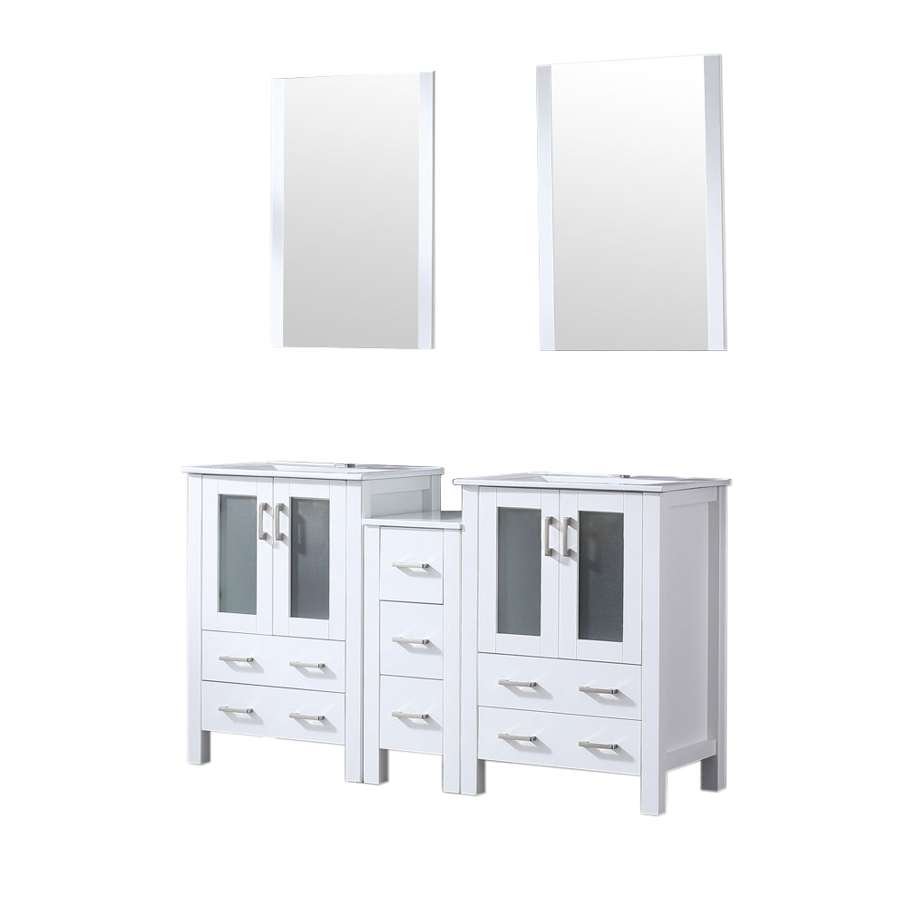 Lexora Volez 60 in. White Double Sink Bath Vanity