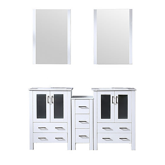Lexora Volez 60 in. White Double Sink Bath Vanity