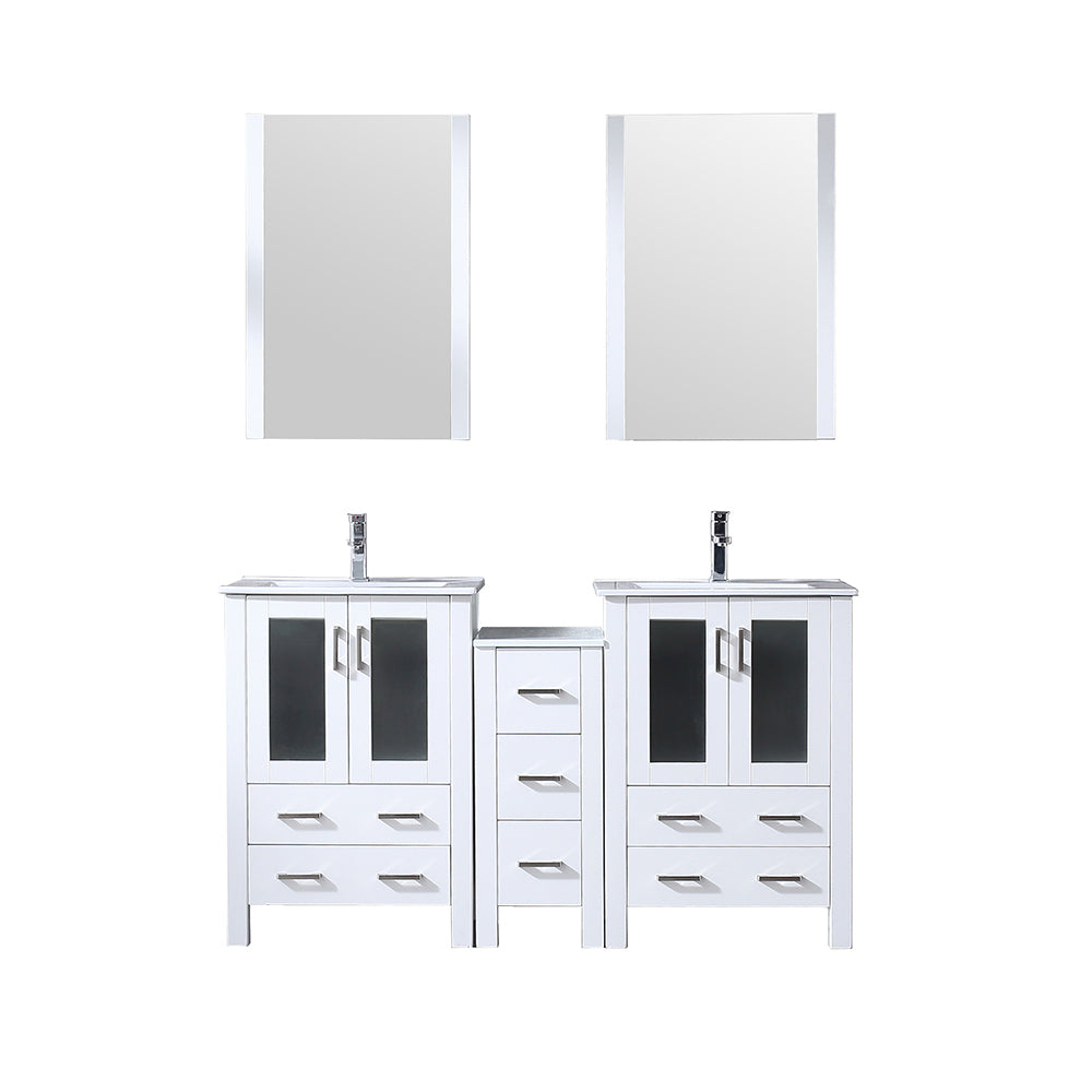 Lexora Volez 60 in. White Double Sink Bath Vanity