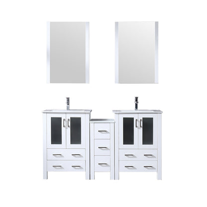 Lexora Volez 60 in. White Double Sink Bath Vanity