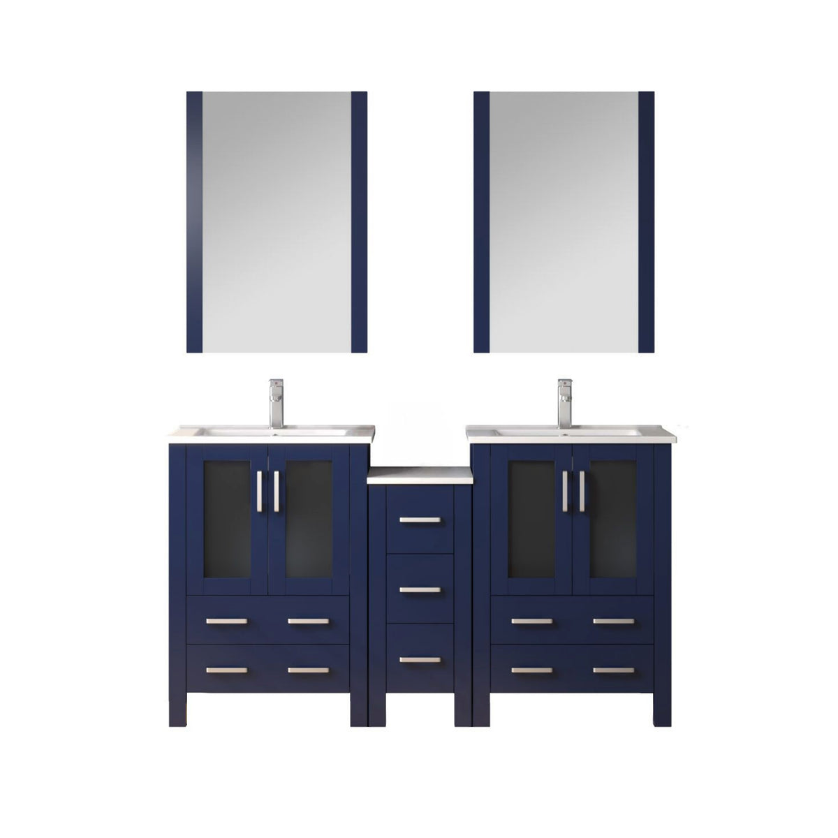 Lexora Volez 60 in. Navy Blue Double Sink Bath Vanity