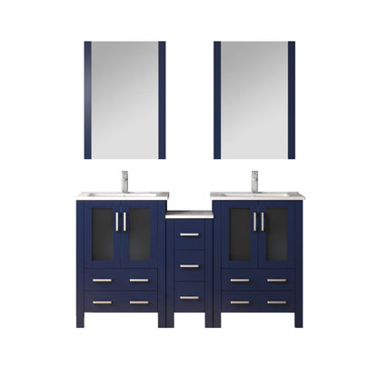Lexora Volez 60 in. Navy Blue Double Sink Bath Vanity